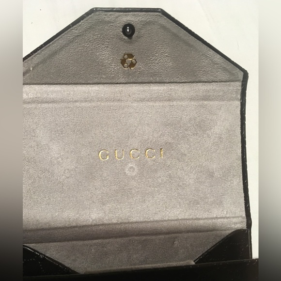 Gucci Triangle Logo Large Brown Leather Sunglass Case For Large Shades Triangle - Picture 11 of 16